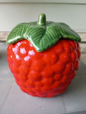 Vtg House Of Webster 6.5" Raspberry Strawberry Canister Cookie Jar